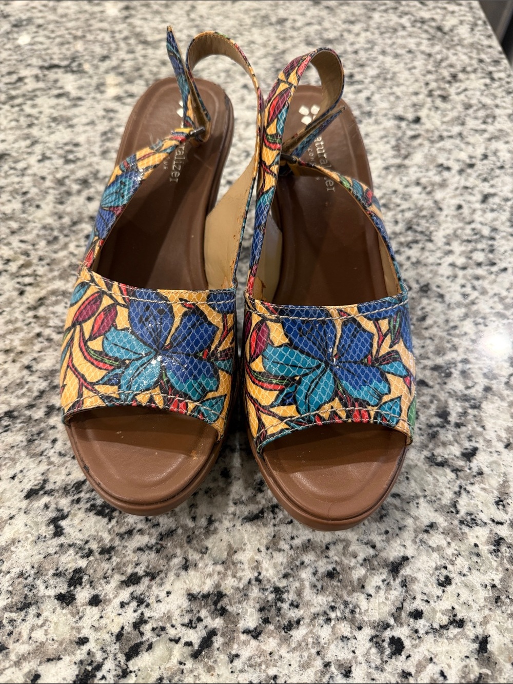 Naturalizer Multicolor Floral Slingback Wedge Sandals